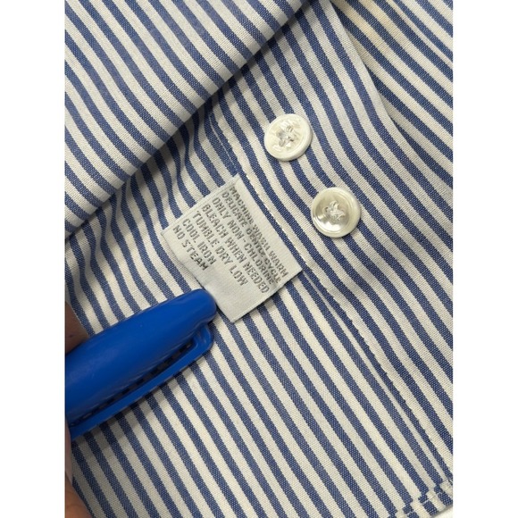 Foxcroft Women's Size 12 Blue & White Striped Wrinkle Free Long Sleeve Shirt - Picture 8 of 10
